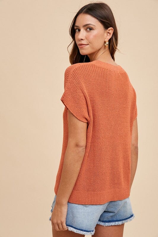 Annie Wear Round Neck Short Sleeve Sweater - Sydney So Sweet