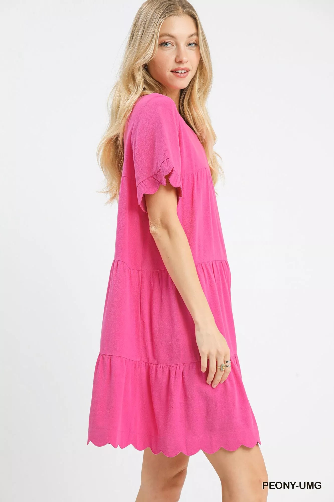 Umgee Linen Tiered Babydoll Dress with Ruffle Sleeves - Sydney So Sweet