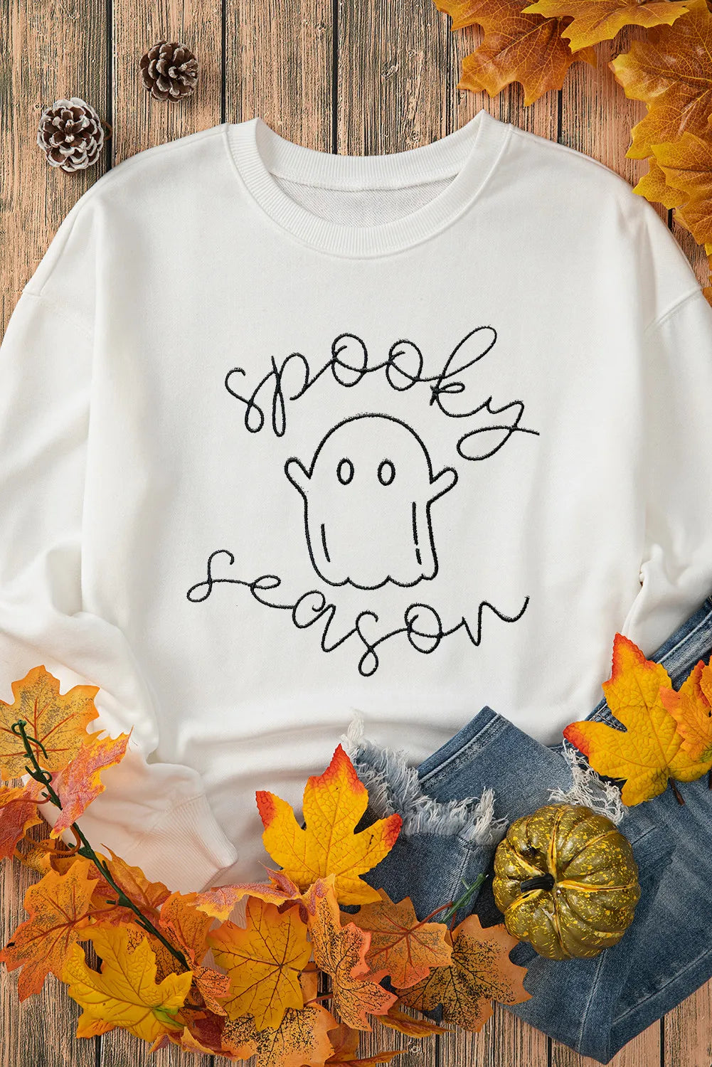 Ghost Graphic Long Sleeve Dropped Shoulder Sweatshirt - Sydney So Sweet