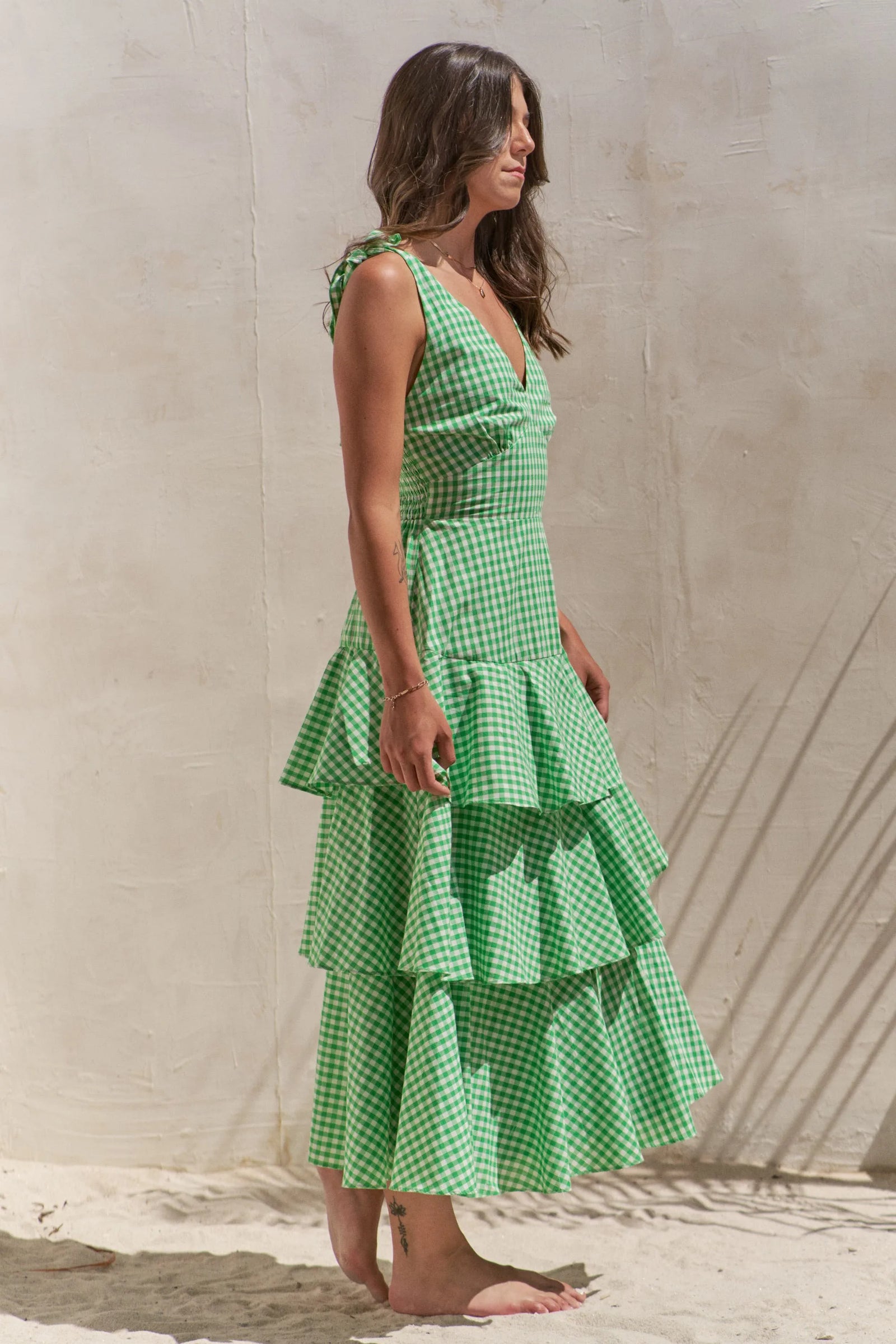 Jade By Jane Sleeveless Gingham Print Tiered Midi Dress - Sydney So Sweet