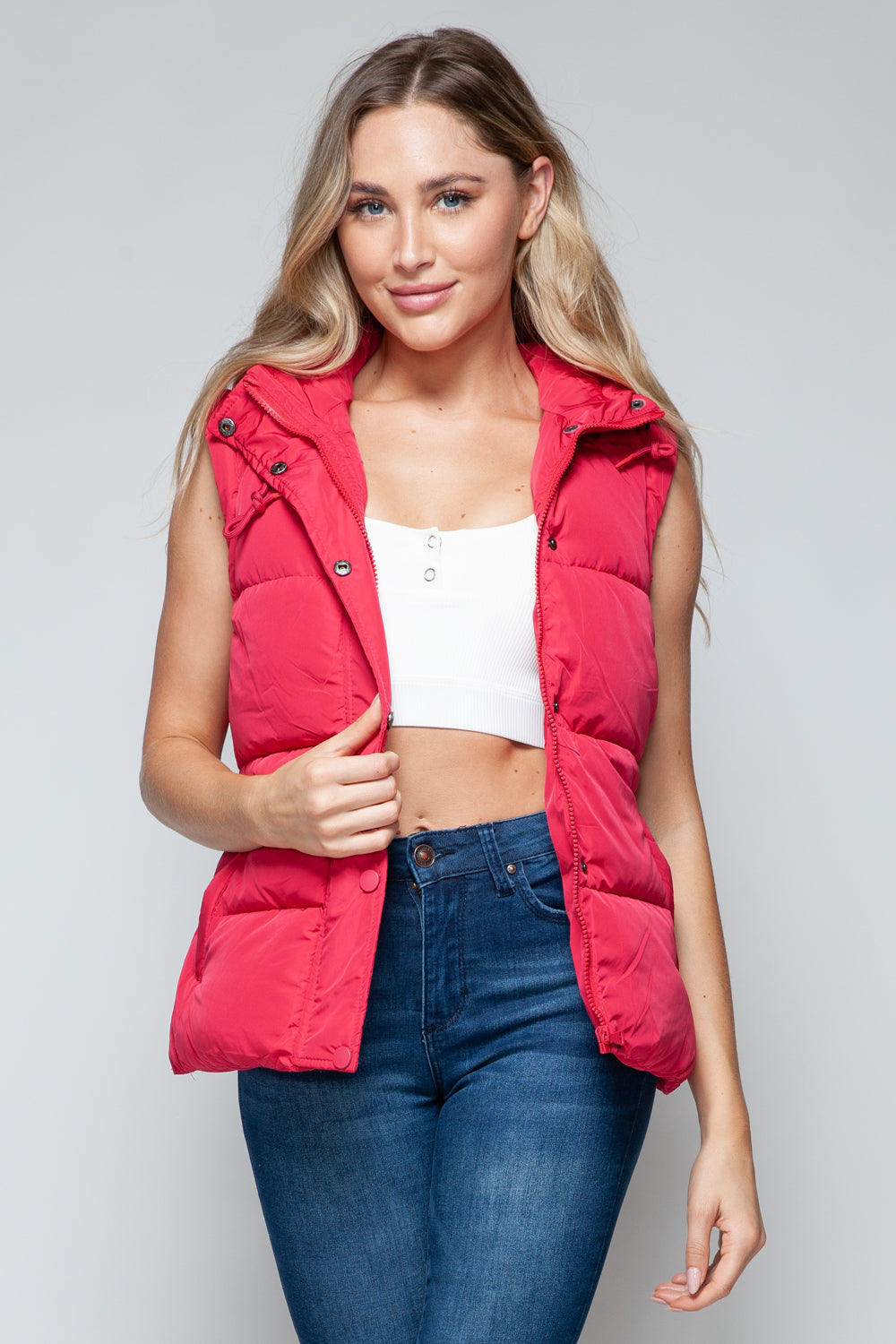 Snobbish Snap and Zip Closure Hooded Vest - Sydney So Sweet