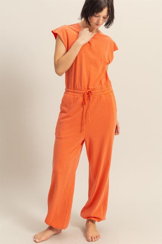 HYFVE Back Keyhole Round Neck Cap Sleeve Drawstring Jumpsuit - Sydney So Sweet