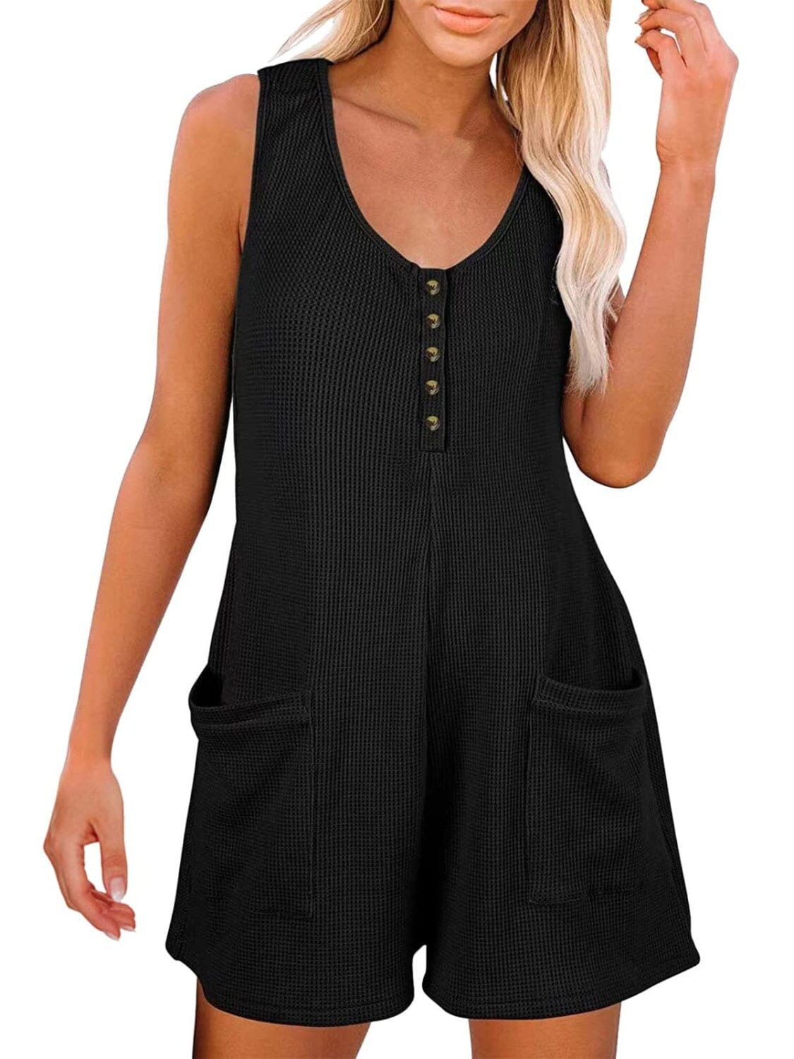 Full Size Pocketed Scoop Neck Sleeveless Romper - Sydney So Sweet