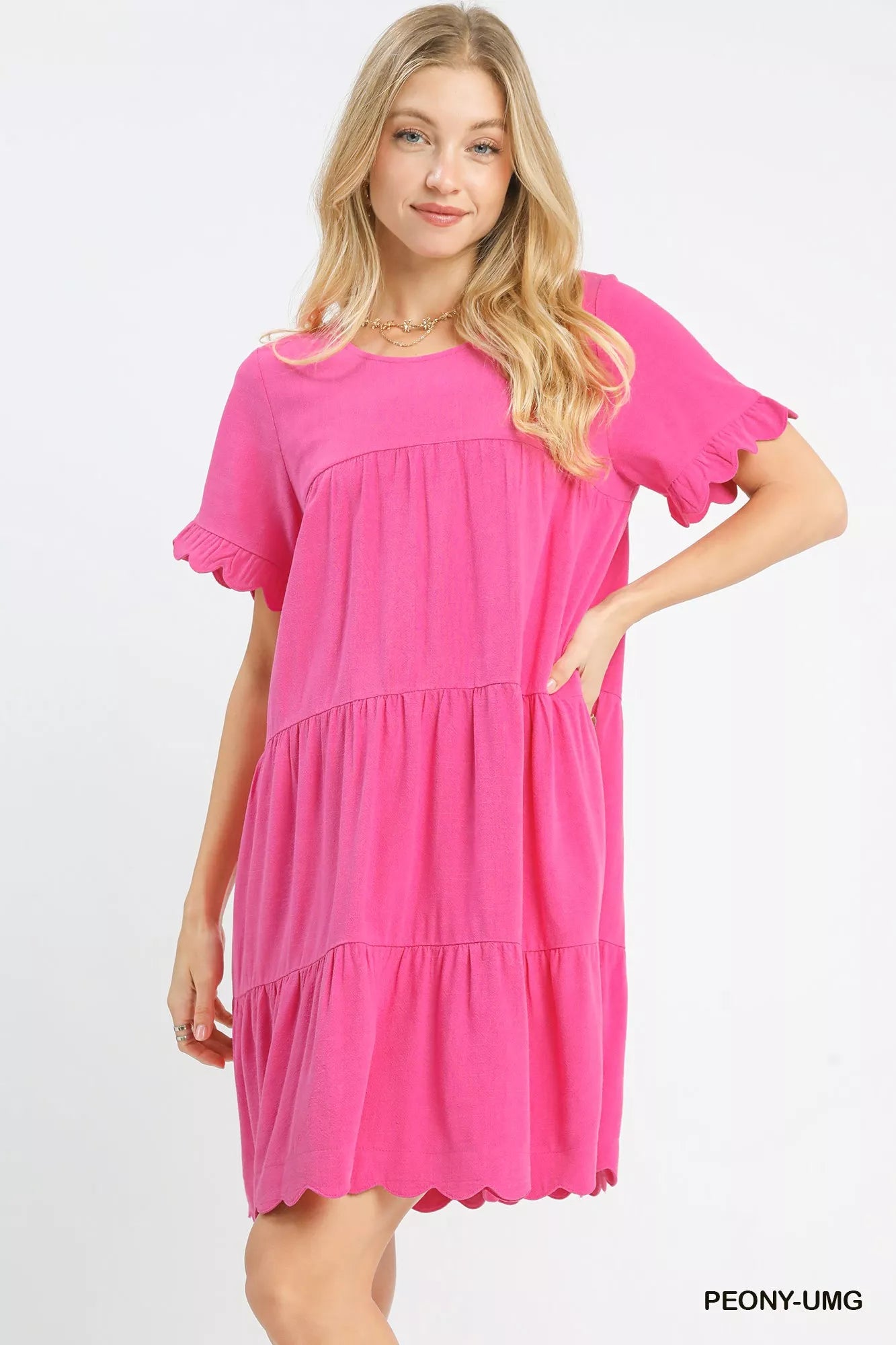 Umgee Linen Tiered Babydoll Dress with Ruffle Sleeves - Sydney So Sweet