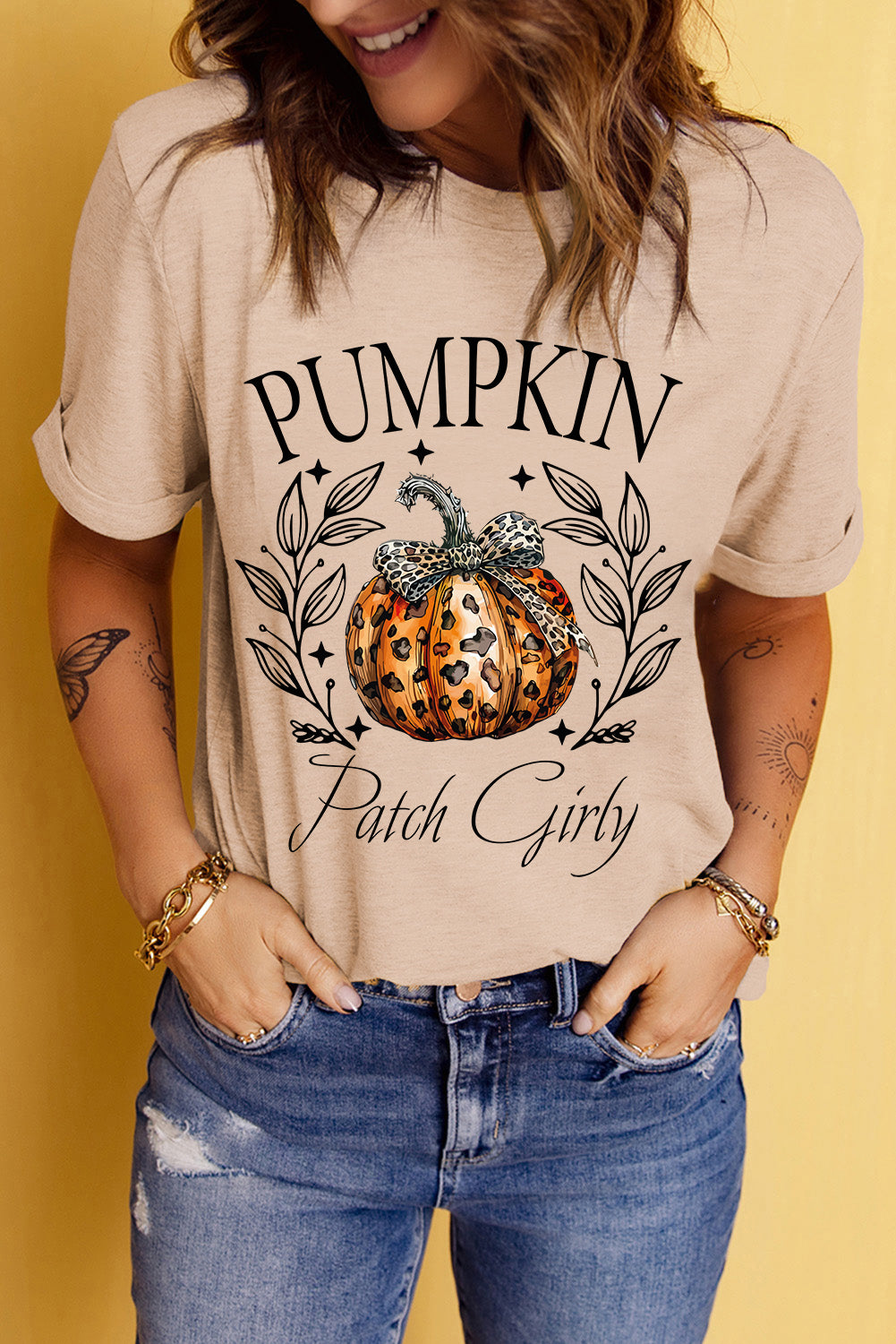 Pumpkin Graphic Round Neck Short Sleeve T-Shirt - Sydney So Sweet