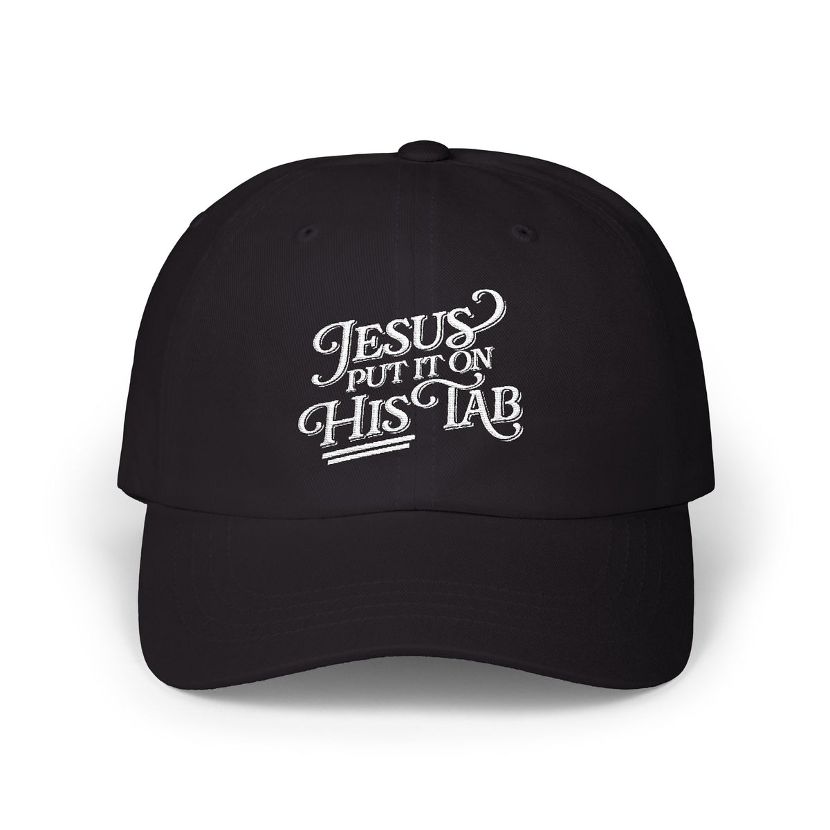 Jesus Put It On His Tab White Embroidered Christian Dad Cap Baseball Hat