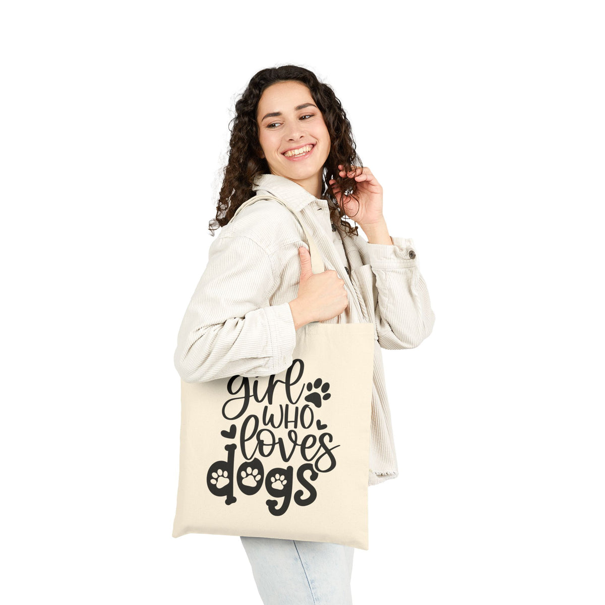 Just A Girl Who Loves Dogs Cotton Canvas Tote Dog Lover Shopping Bag