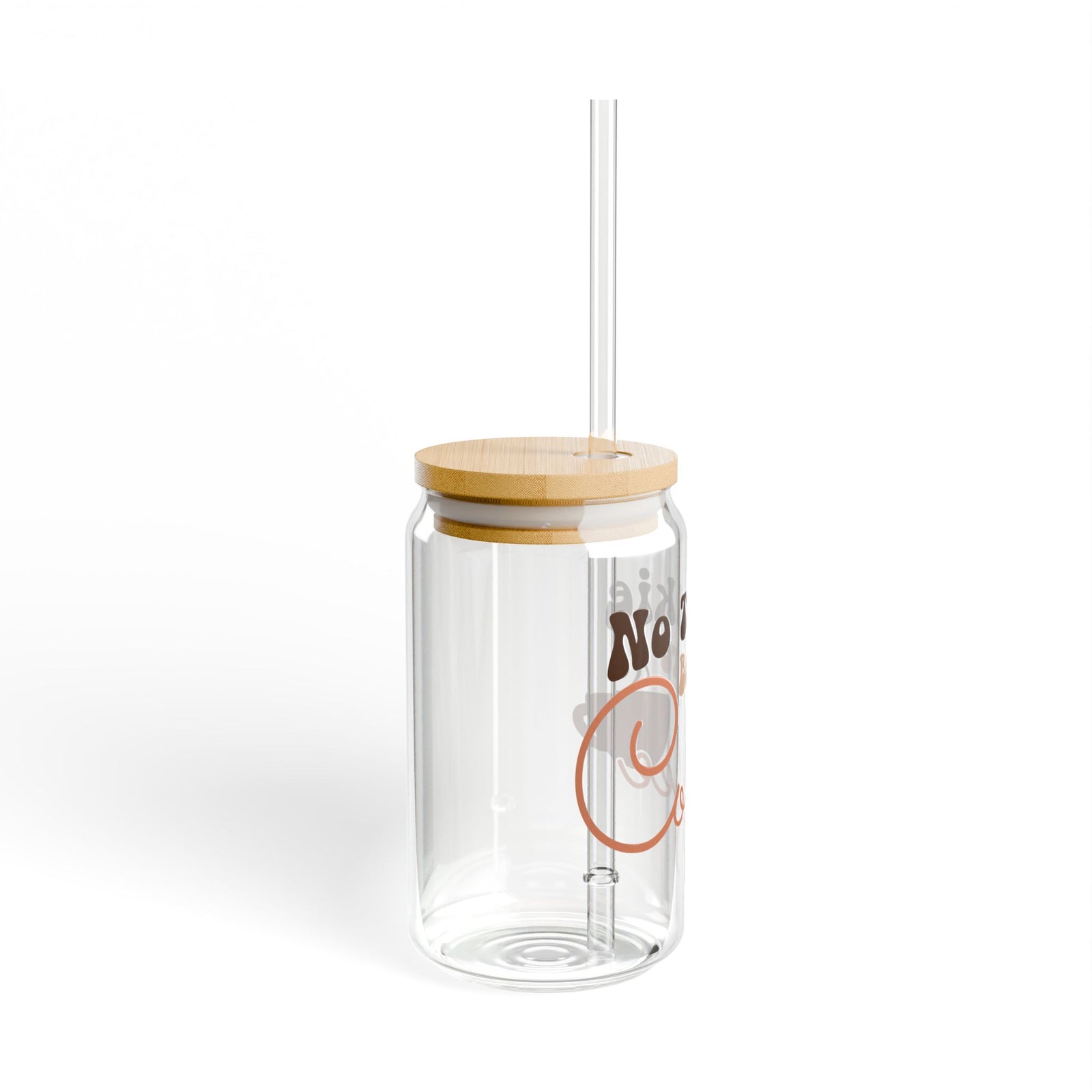 No Talkie Before Coffee Sipper Glass 16oz Reusable Drink Jar with Lid & Straw