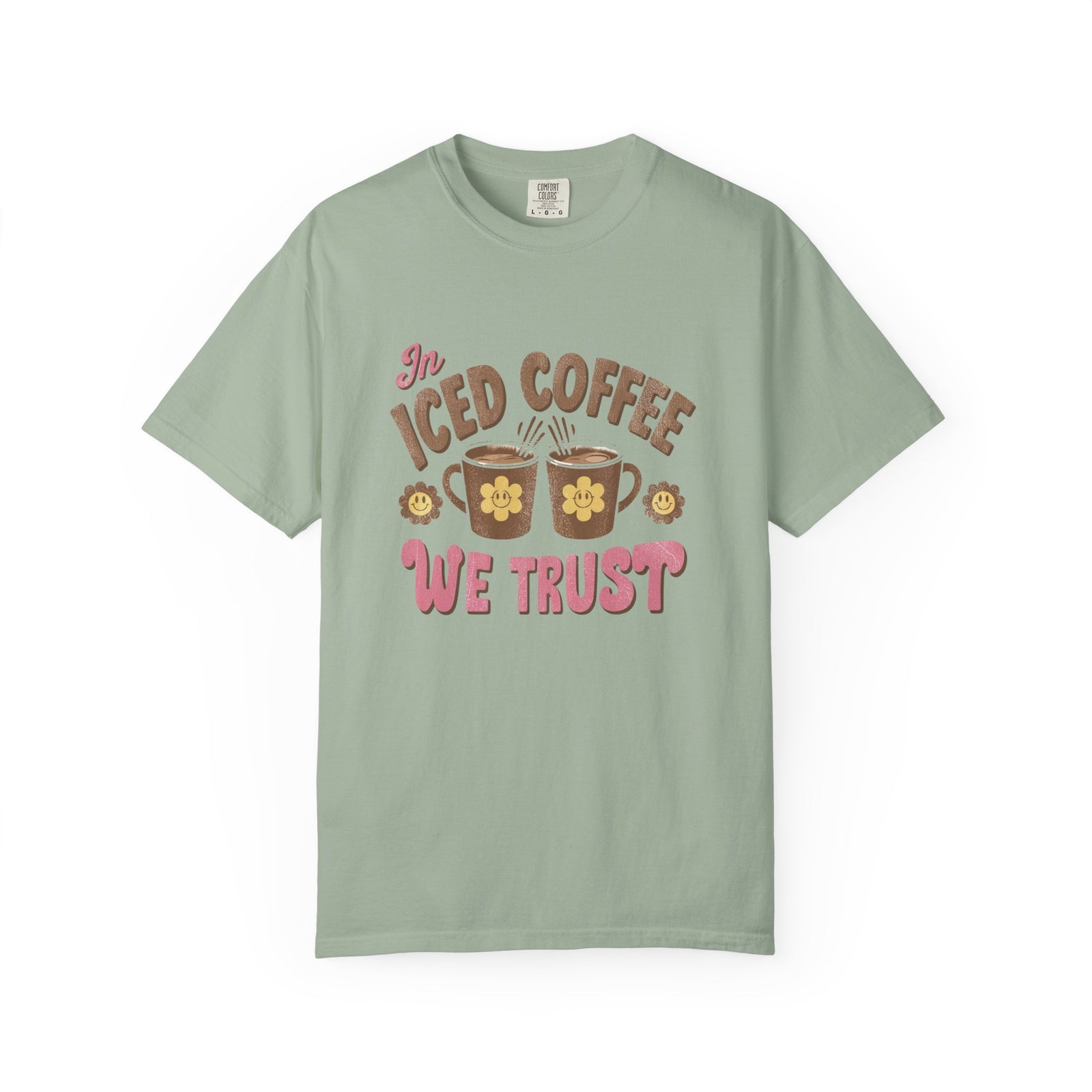 In Iced Coffee We Trust T-Shirt Vintage Distressed Coffee Lover Graphic Tee