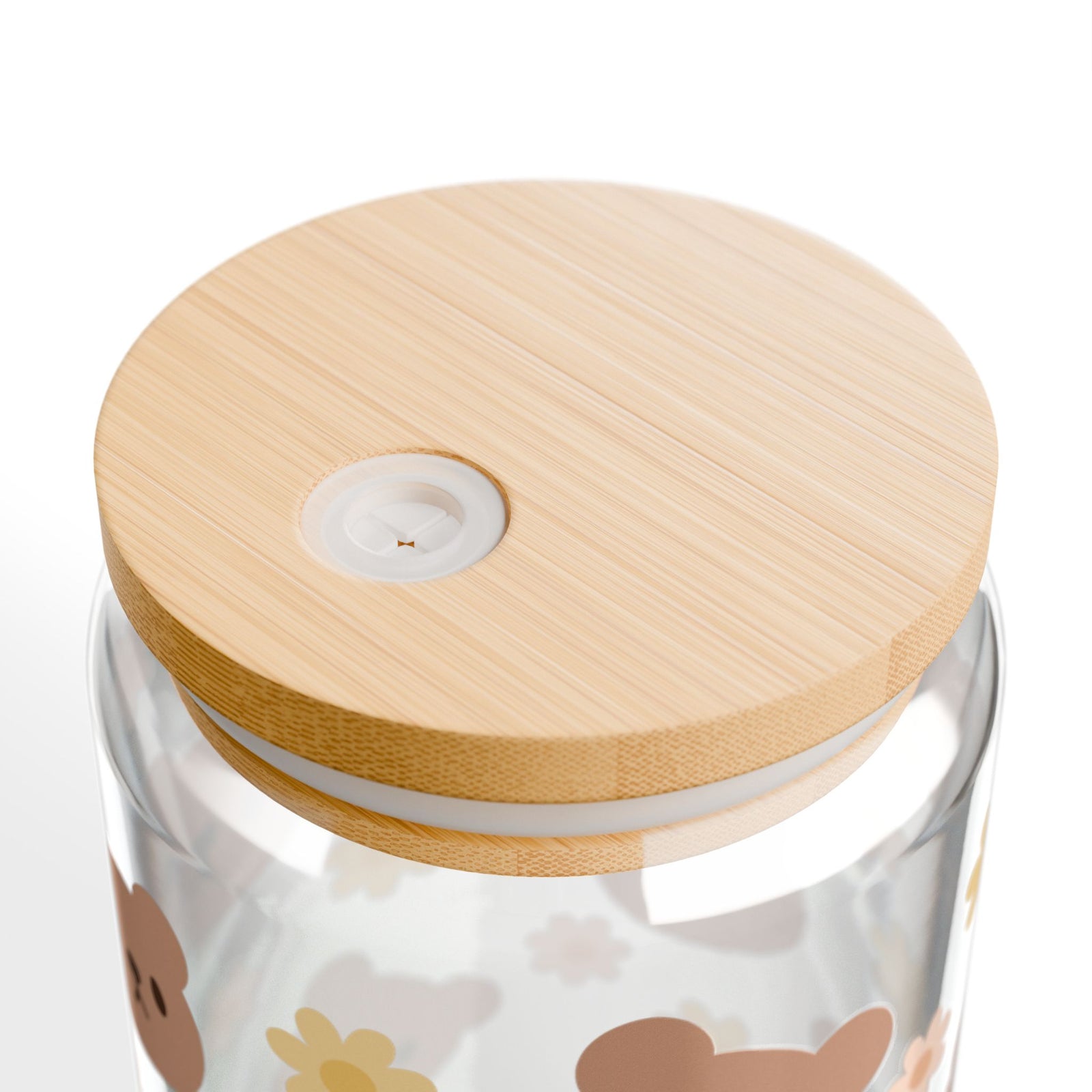 Teddy Bear Daisy Tumbler Sipper Glass 16oz — Reusable Drink Jar with Lid & Straw - Sydney So Sweet