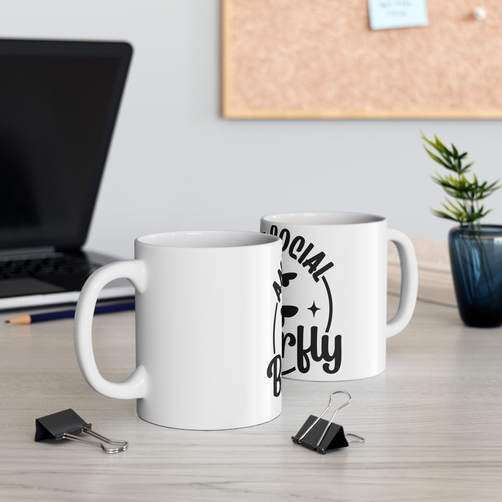 Anti-Social Butterfly Cute Ceramic Mug Coffee Cup (11oz & 15oz)