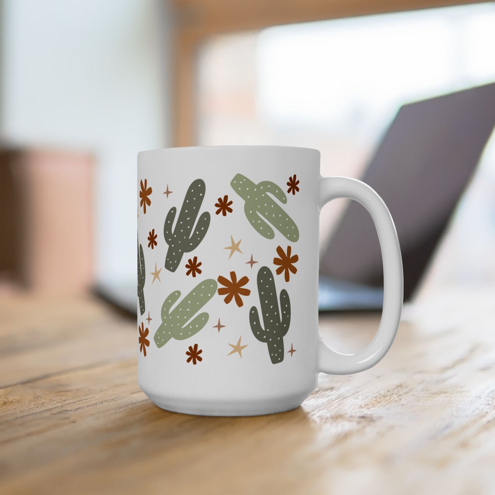 Boho Cactus Cute Ceramic Mug Coffee Cup (11oz & 15oz)