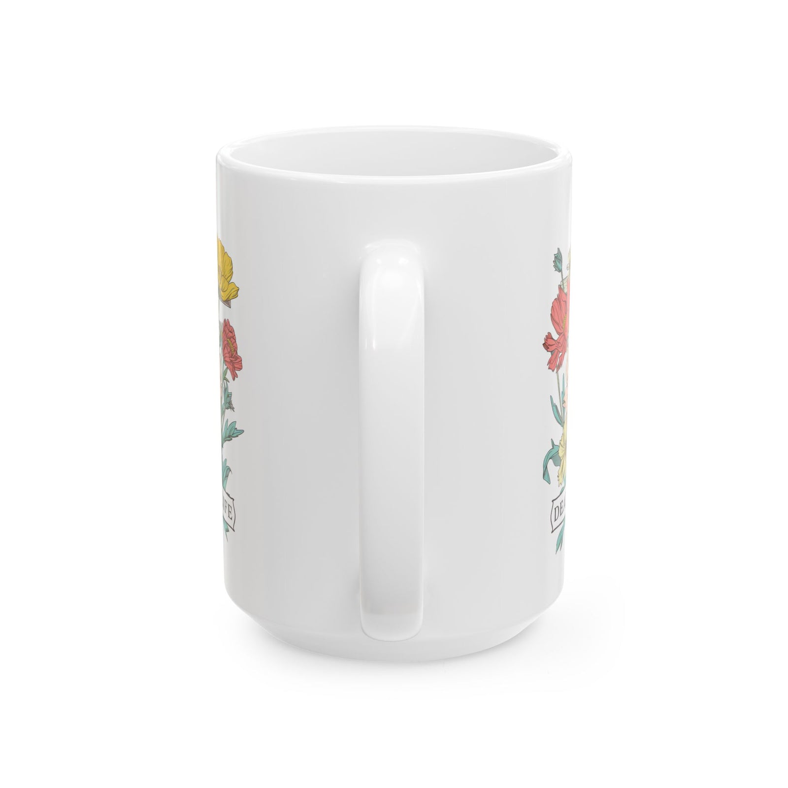 Death Came to Life Floral Cross Christian Ceramic Mug Coffee Cup (11oz & 15oz)