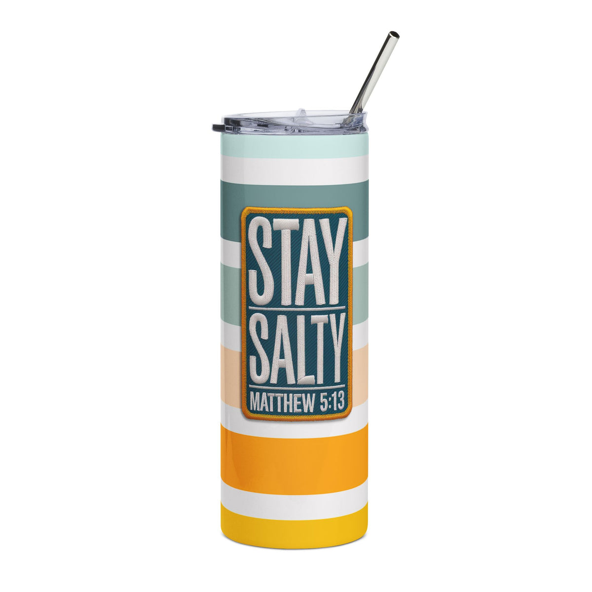 Stay Salty Stainless Tumbler 20oz Matthew 5:13 Striped Insulated Travel Cup