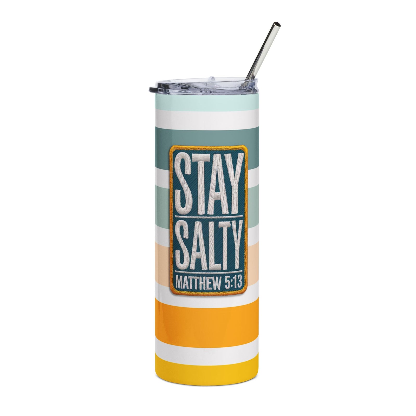 Stay Salty Stainless Tumbler 20oz Matthew 5:13 Striped Insulated Travel Cup