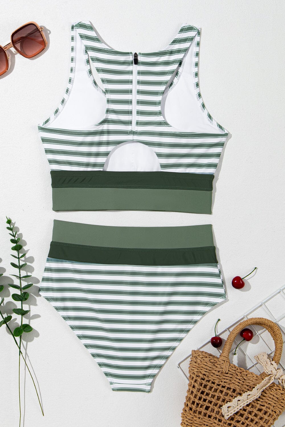 Striped Wide Strap Bikini Set - Sydney So Sweet