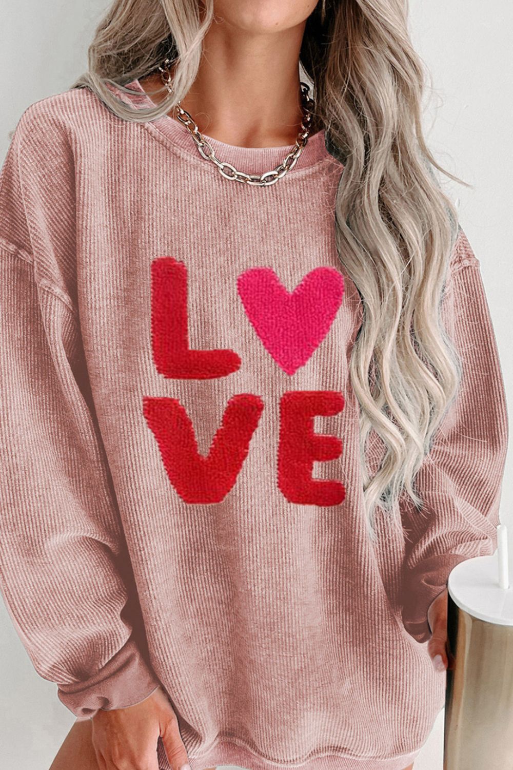 Valentine’s Day LOVE Round Neck Long Sleeve Sweatshirt - Sydney So Sweet