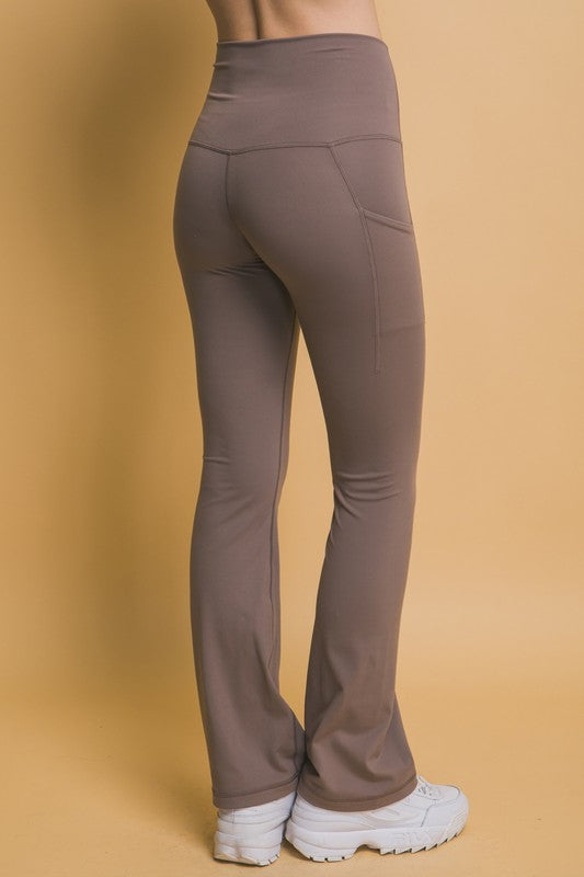 Love Tree High Waist Flare Active Leggings with Side Pockets - Sydney So Sweet