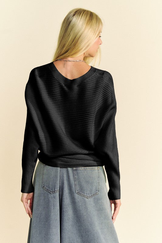 Davi & Dani Round Neck Batwing Sleeve Sweater - Sydney So Sweet