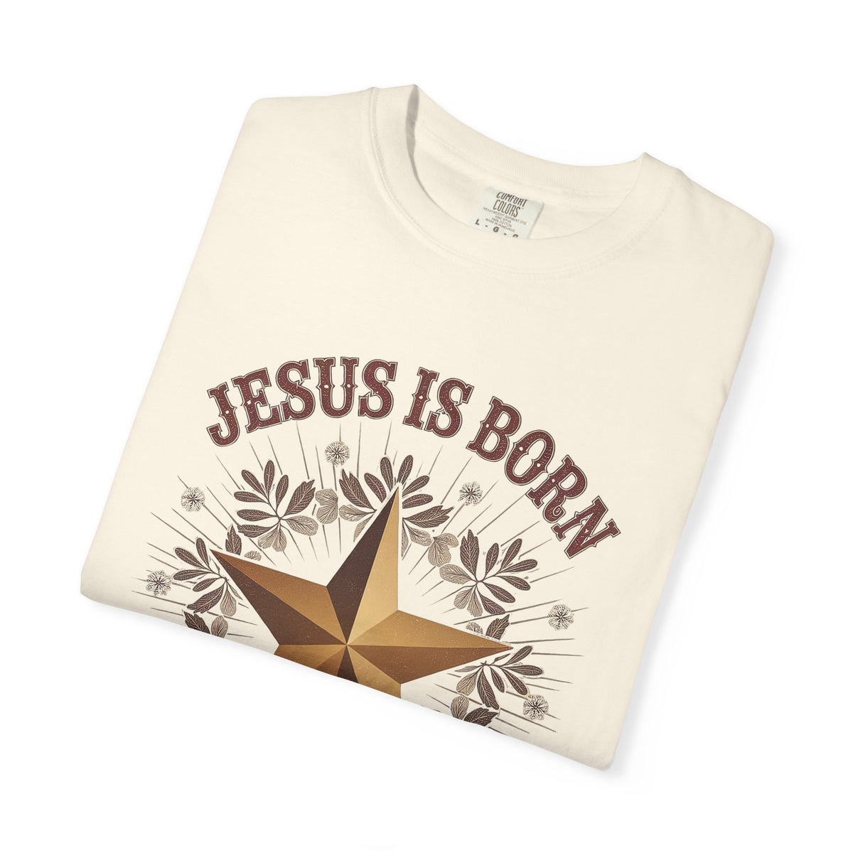 Jesus is Born Y'all Christmas T-Shirt Christian Western Star Graphic Tee
