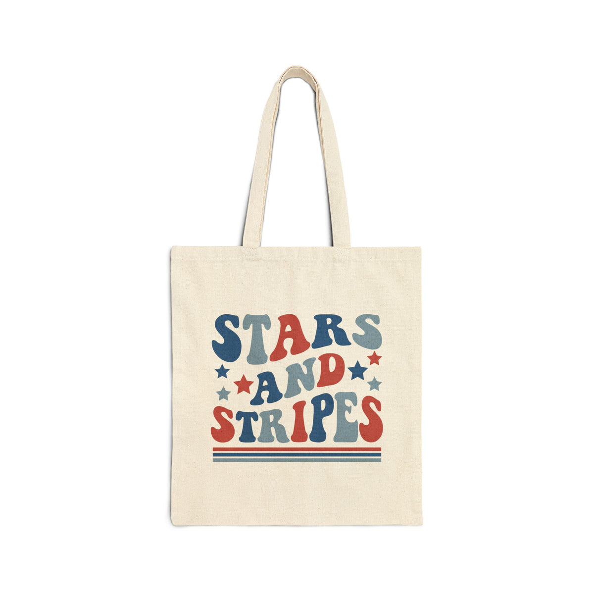 Stars and Stripes Retro Patriotic 4th of July Canvas Tote Bag