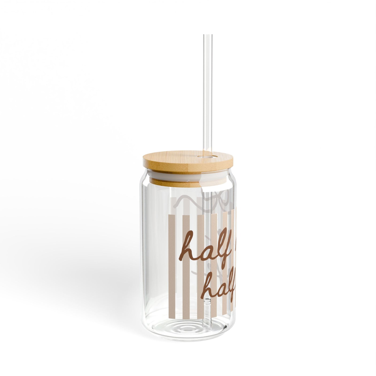 Half Mom Half Coffee Sipper Glass 16oz Reusable Drink Jar with Lid & Straw