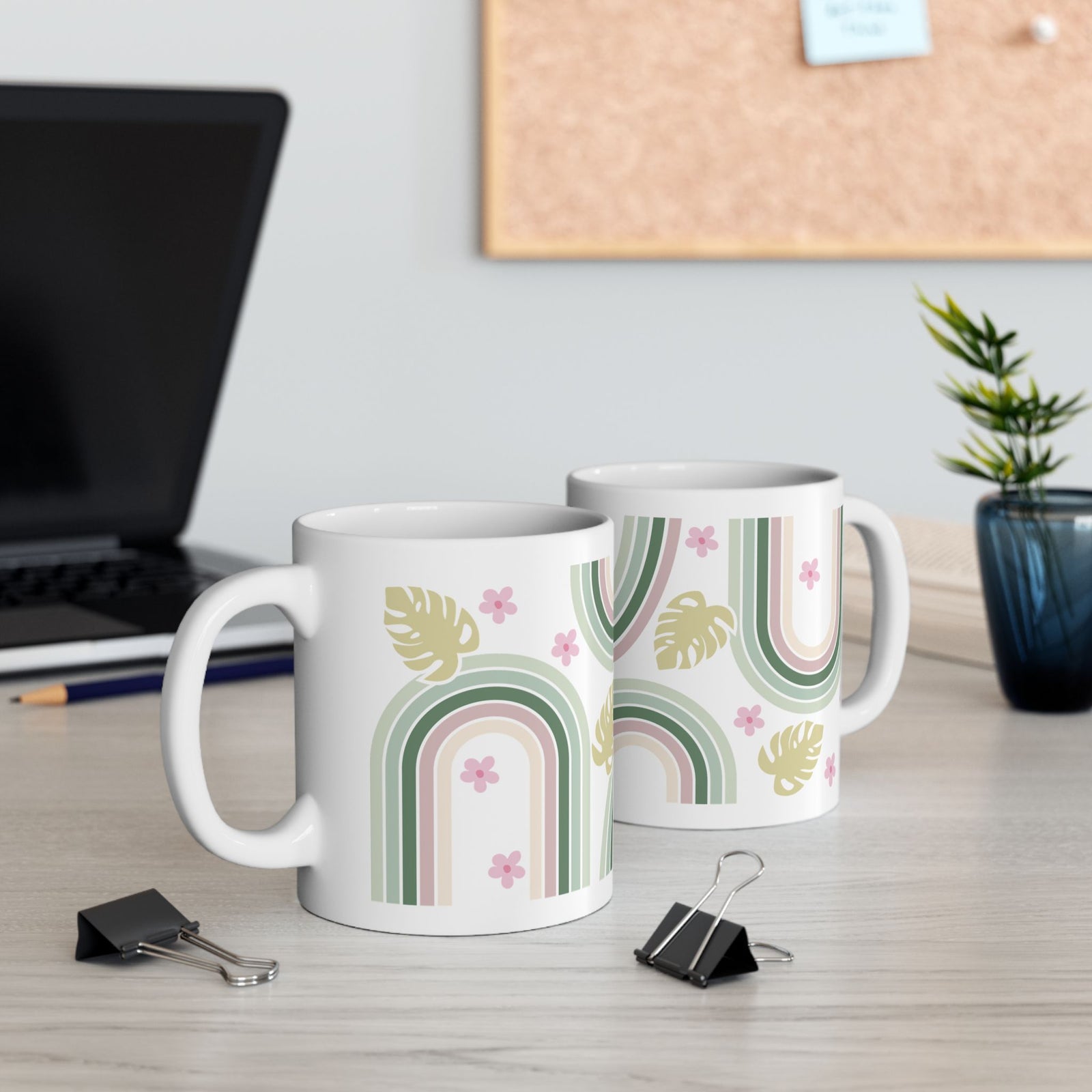 Retro In Bloom Cute Ceramic Mug Coffee Cup (11oz & 15oz)