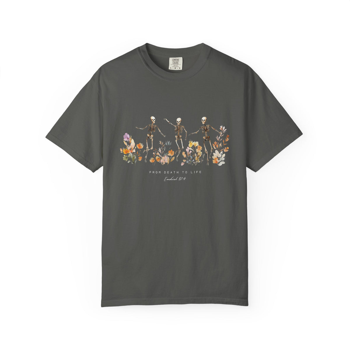 Floral Skeletons From Death to Life T-Shirt Halloween Christian Graphic Tee
