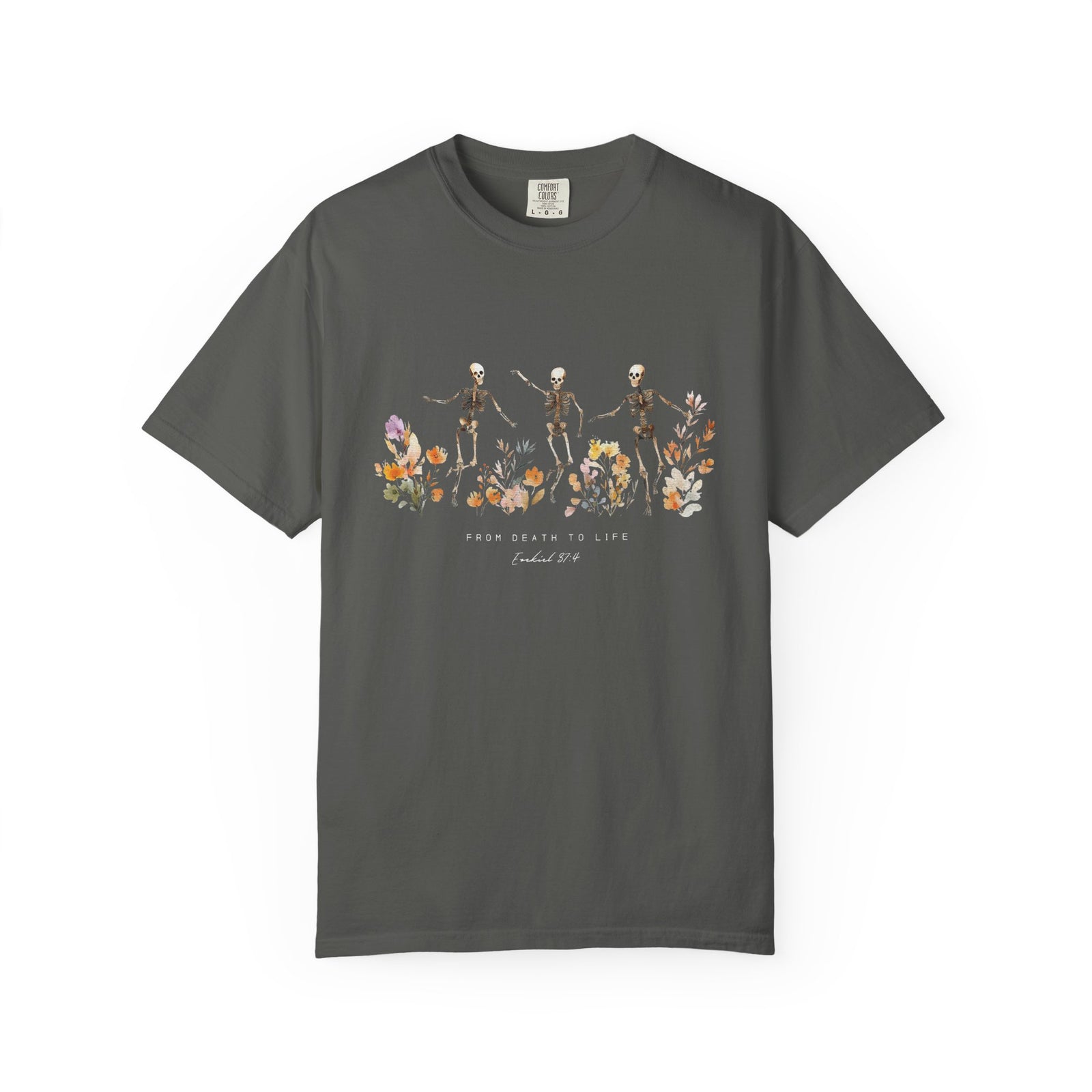 Floral Skeletons From Death to Life T-Shirt Halloween Christian Graphic Tee