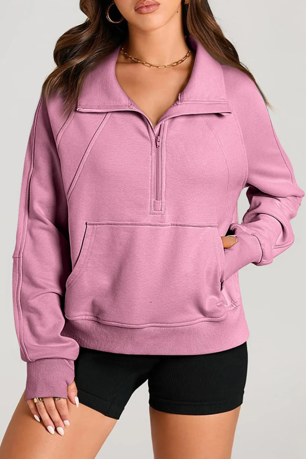 Half Zip Long Sleeve Sweatshirt - Sydney So Sweet