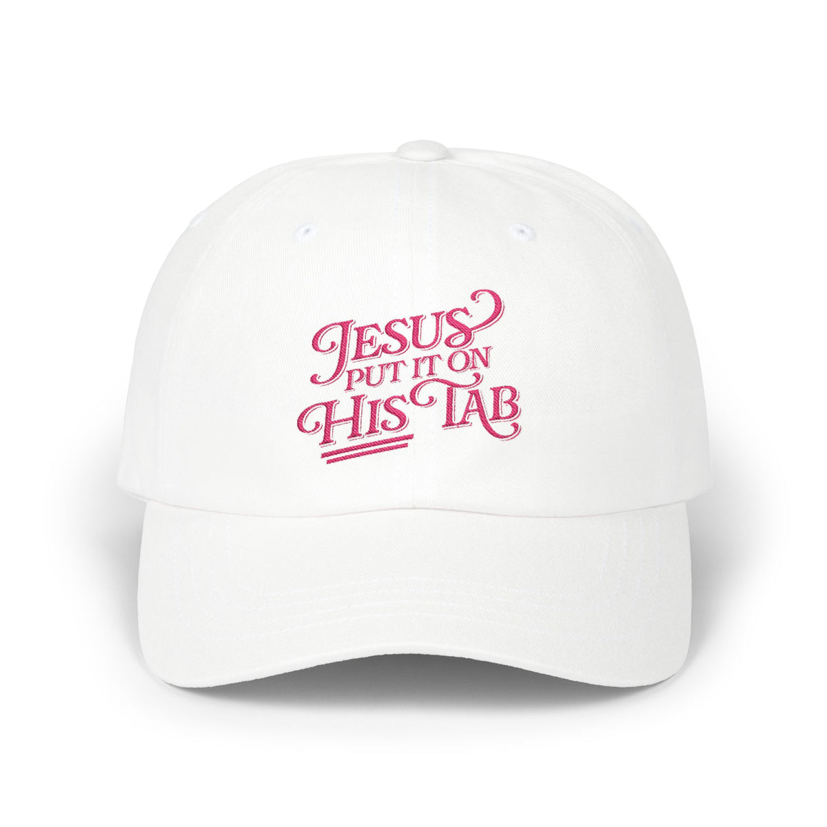 Jesus Put It On His Tab Pink Embroidered Christian Dad Cap Baseball Hat