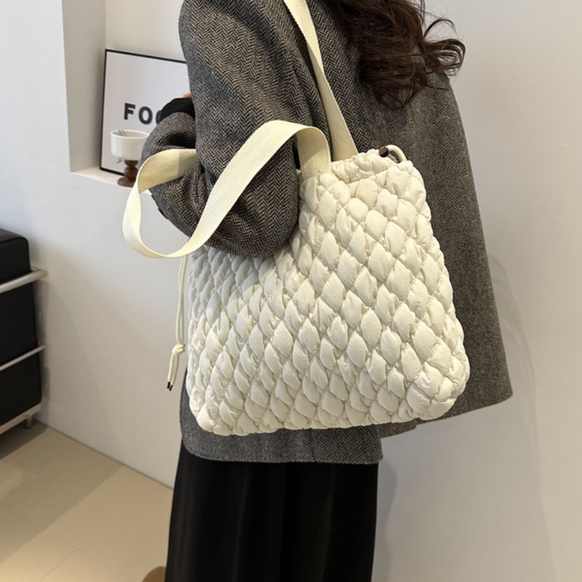 Drawstring Bubble Texture Tote Bag - Sydney So Sweet