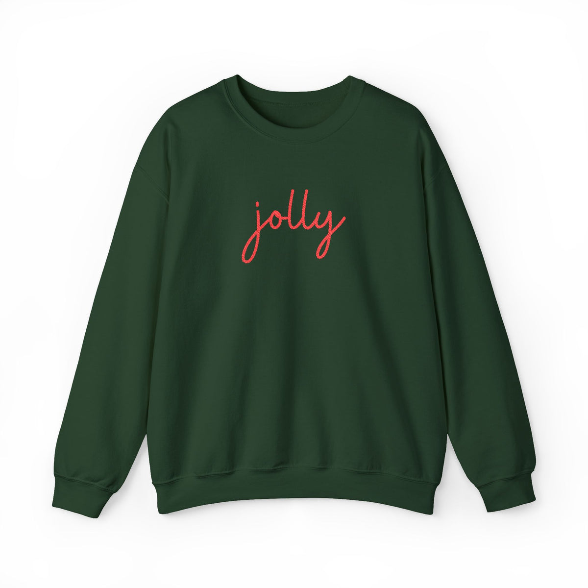 Jolly Red Script Heavy Blend Women's Crewneck Embroidered Christmas Holiday Sweatshirt - Sydney So Sweet