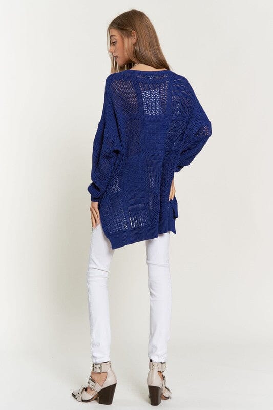 Davi & Dani Openwork Side Slit Drop Shoulder Knit Cover Up - Sydney So Sweet