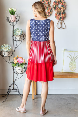 US Flag Theme Contrast Tank Dress - Sydney So Sweet