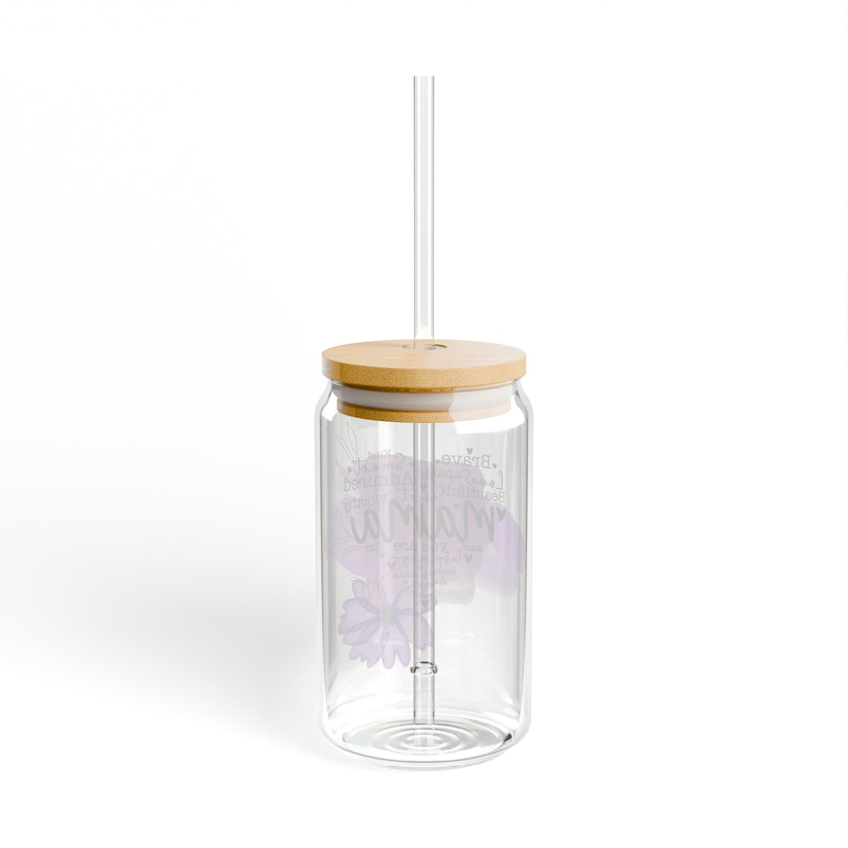Beautiful Sweet Mama Inspirational Tumbler Sipper Glass 16oz — Reusable Drink Jar with Lid & Straw - Sydney So Sweet