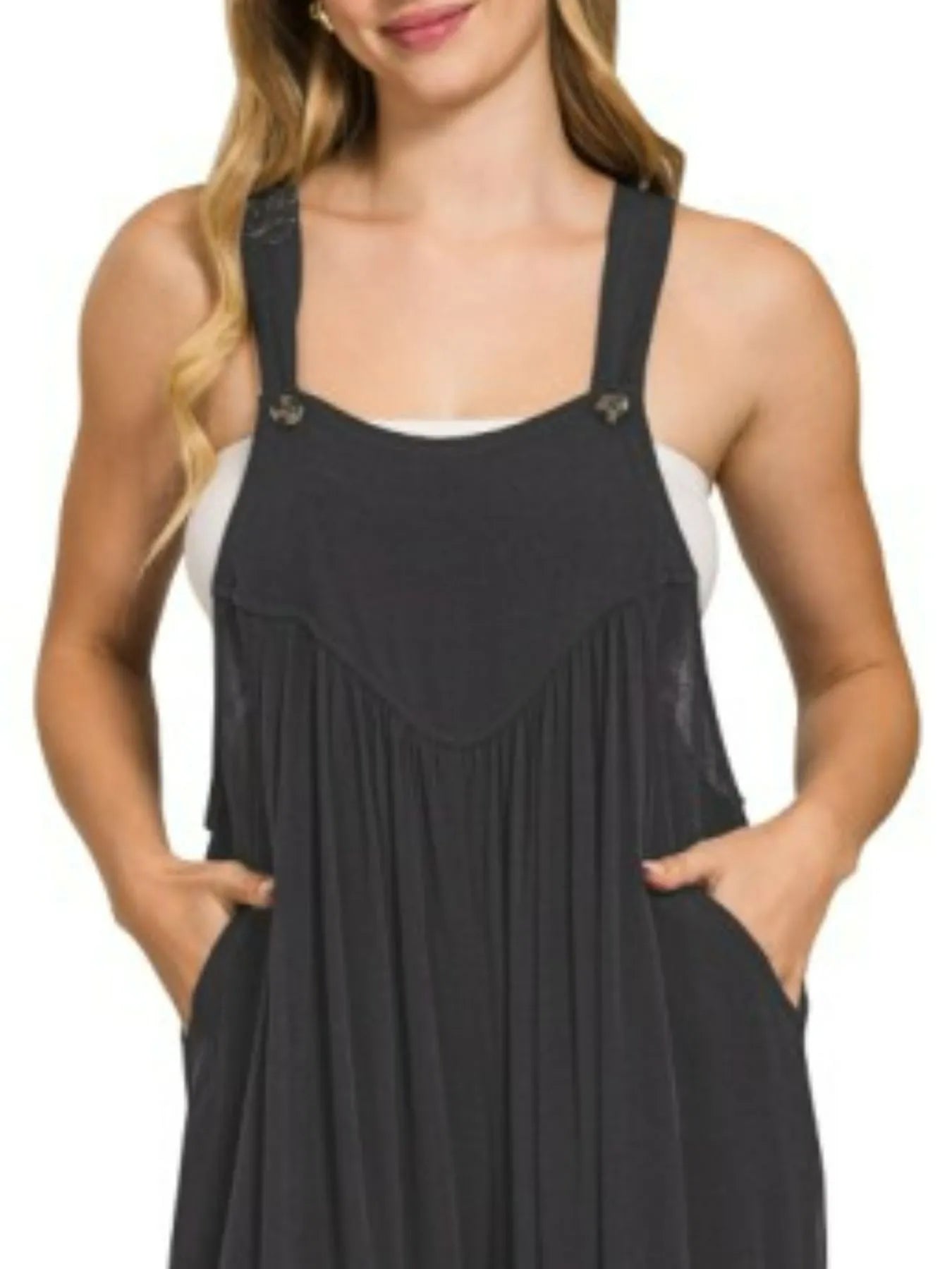Zenana Woven Rayon Crepe Wide Leg Overalls - Sydney So Sweet
