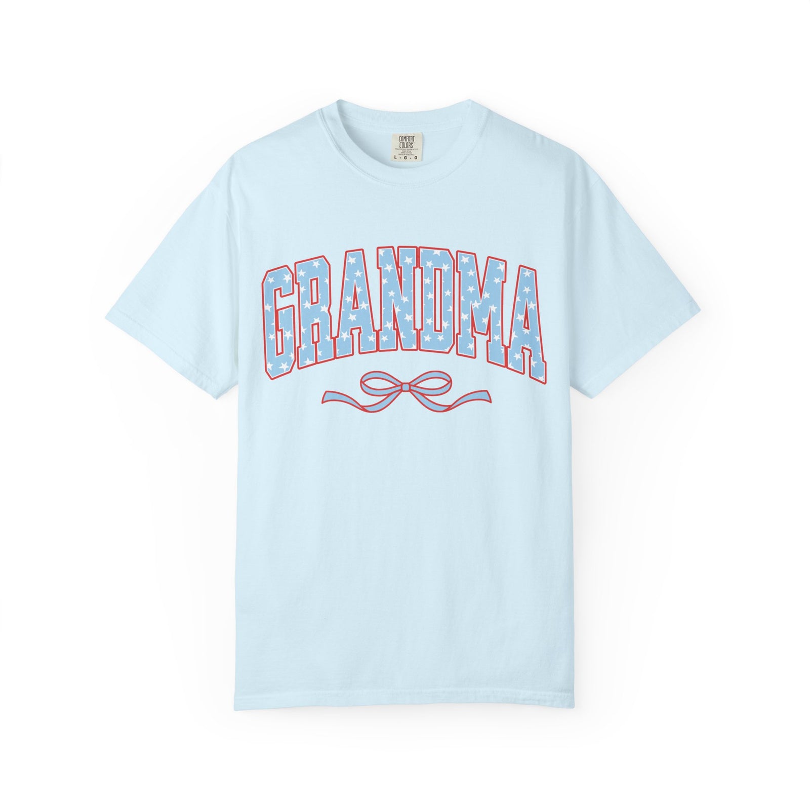 Grandma 4th of July USA Coquette Varsity Blue Bow Patriotic T-shirt Preppy Star Tee