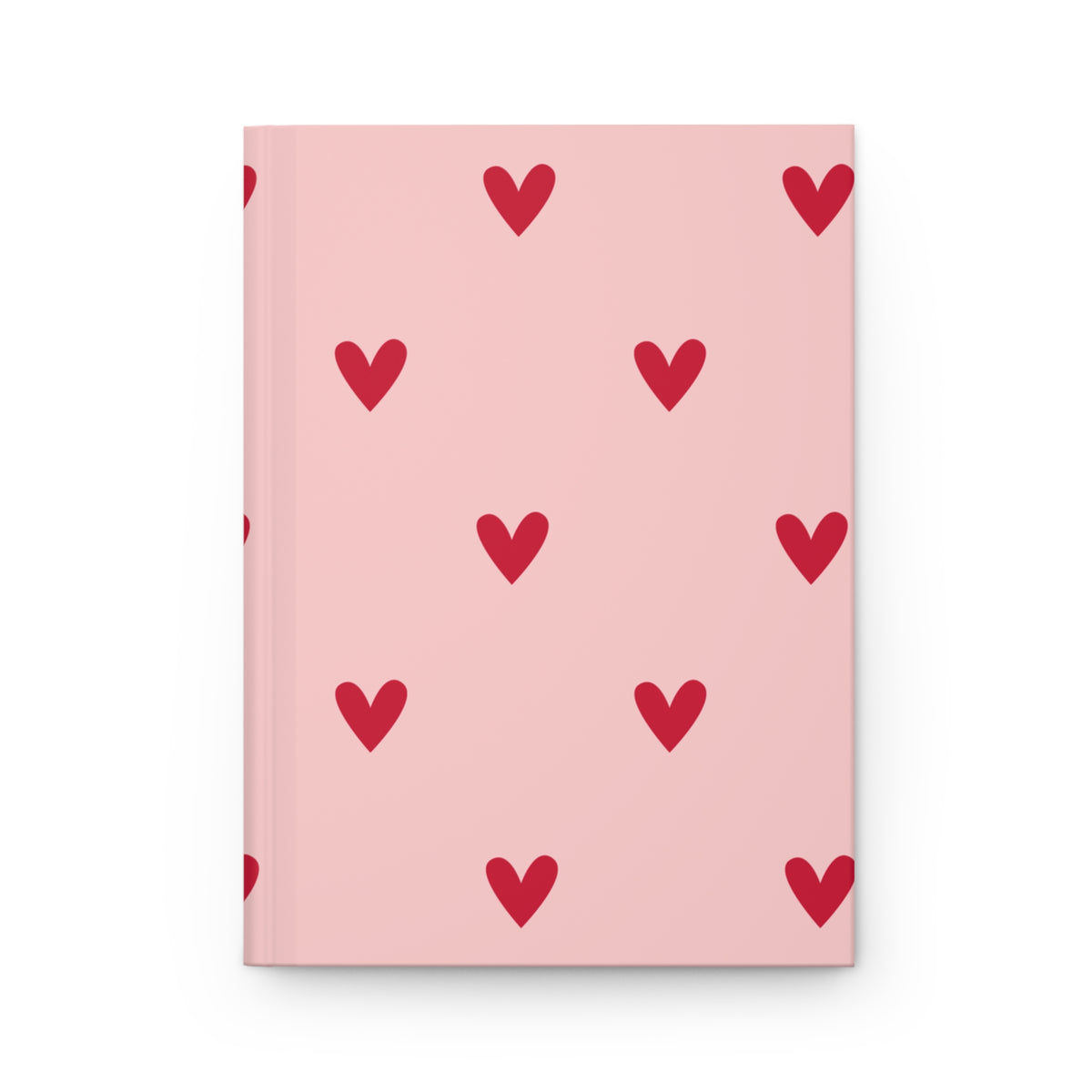 Heart Pattern Hardcover Journal — Pink & Red Cute Notebook