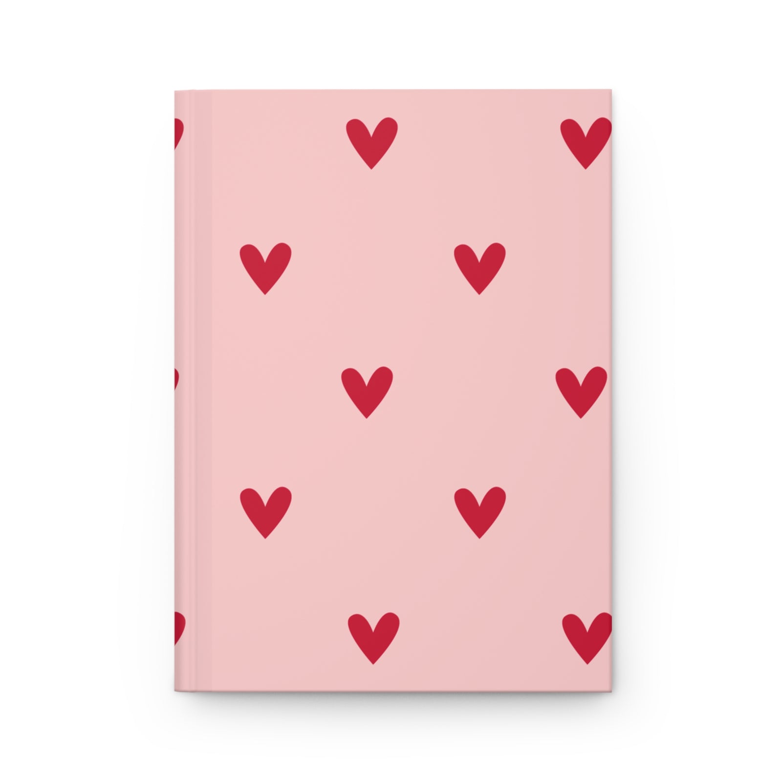 Heart Pattern Hardcover Journal — Pink & Red Cute Notebook