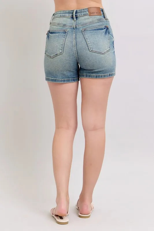 Judy Blue V-Front Vintage Wash Shorts - Sydney So Sweet