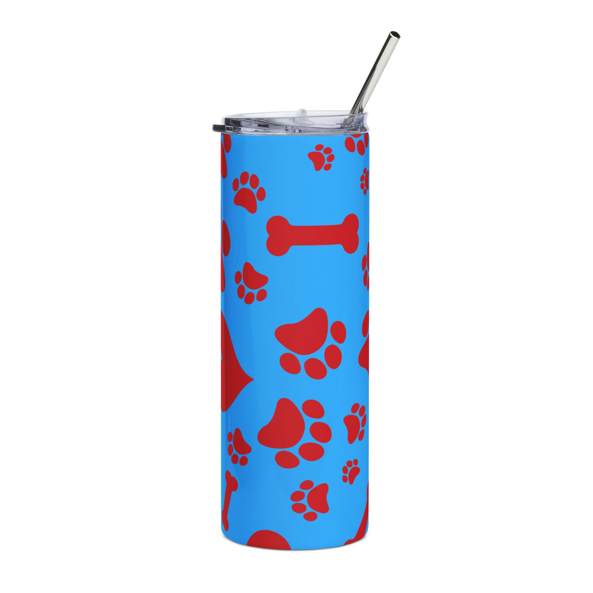 Paw Print Red & Blue 20oz Stainless Tumbler Insulated Travel Cup - Sydney So Sweet