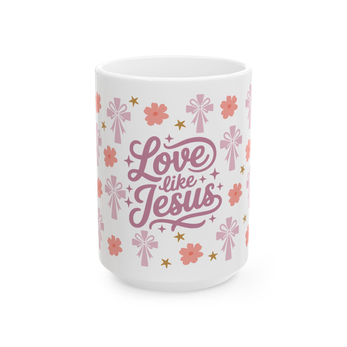 Love Like Jesus Floral Cute Ceramic Mug Coffee Cup (11oz & 15oz)