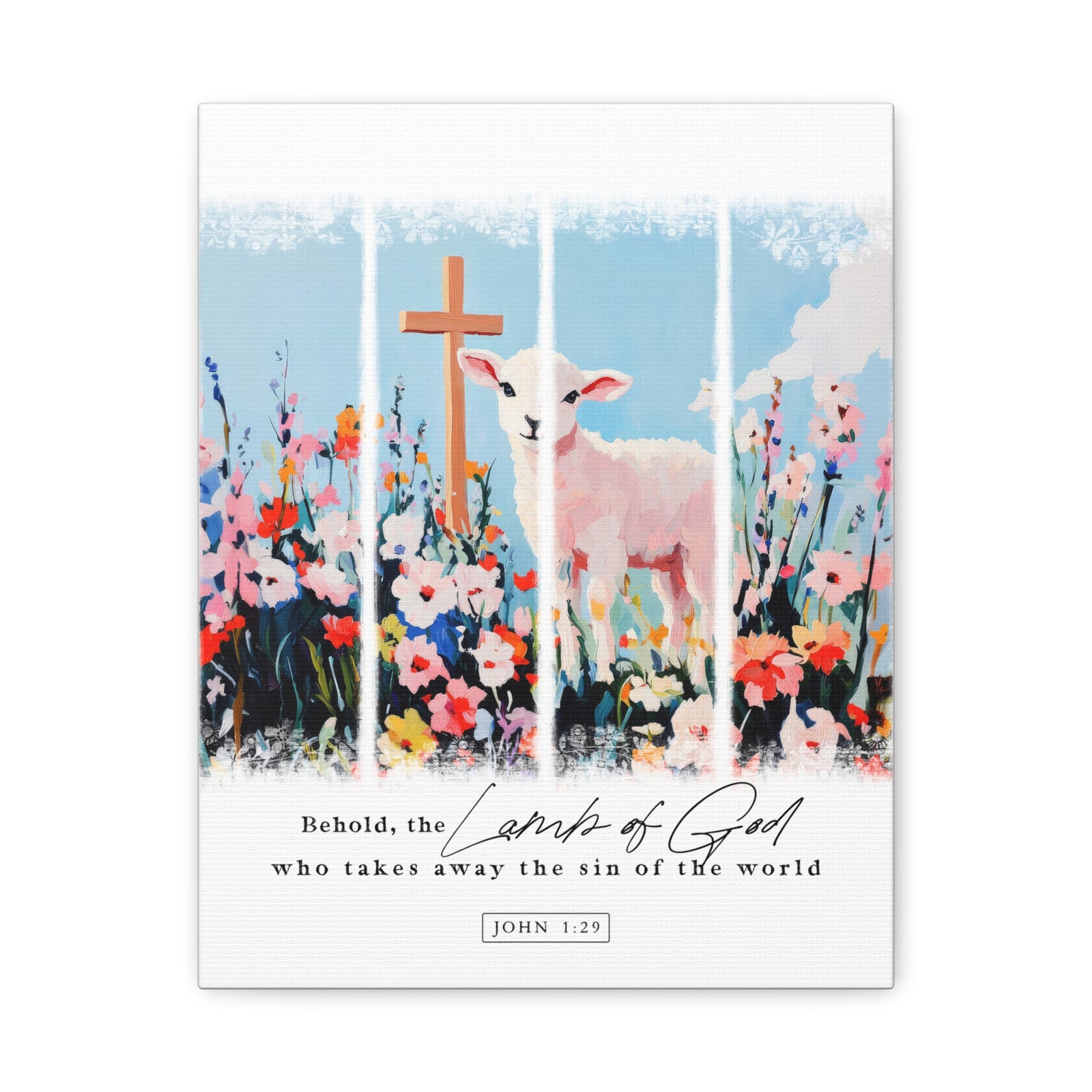 Lamb of God Canvas Wall Art John 1:29 Scripture Print