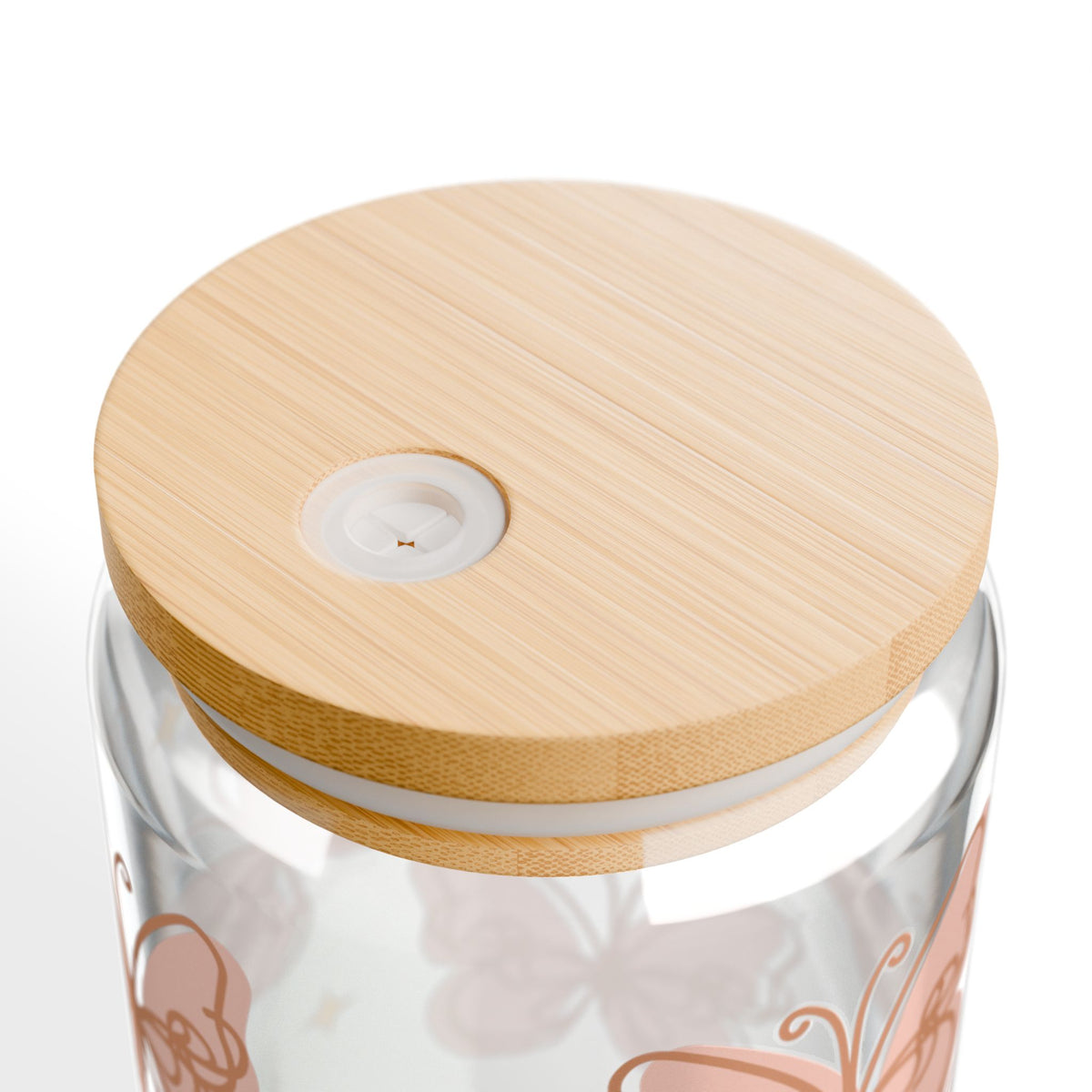 Peachy Butterfly Tumbler Sipper Glass 16oz — Reusable Drink Jar with Lid & Straw
