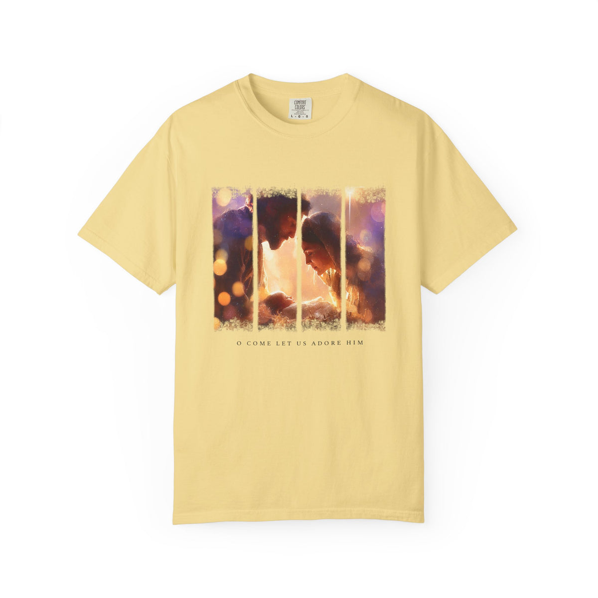 O Come Let Us Adore Him Holy Family Christmas T-Shirt Christian Graphic Tee