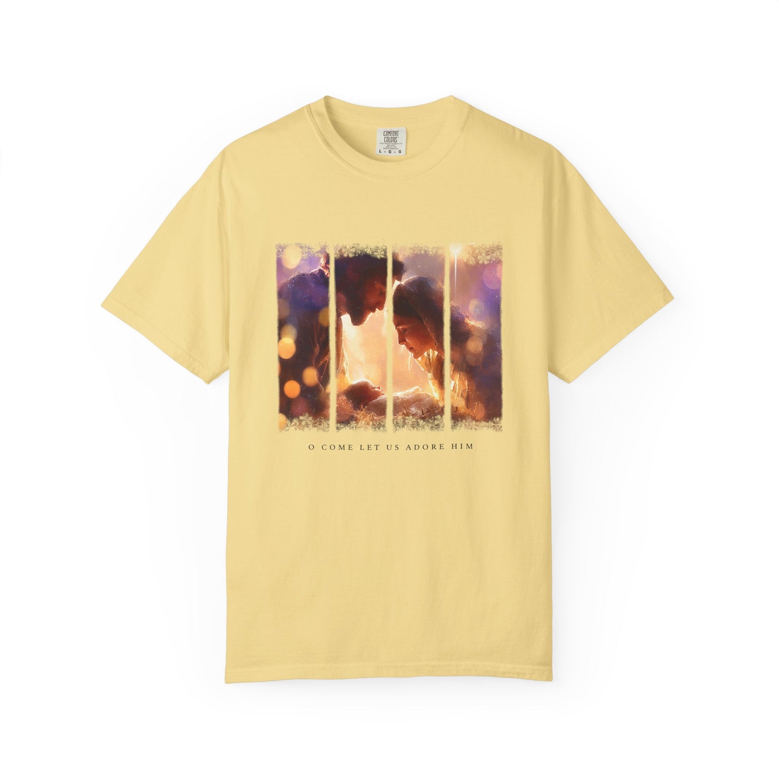 O Come Let Us Adore Him Holy Family Christmas T-Shirt Christian Graphic Tee
