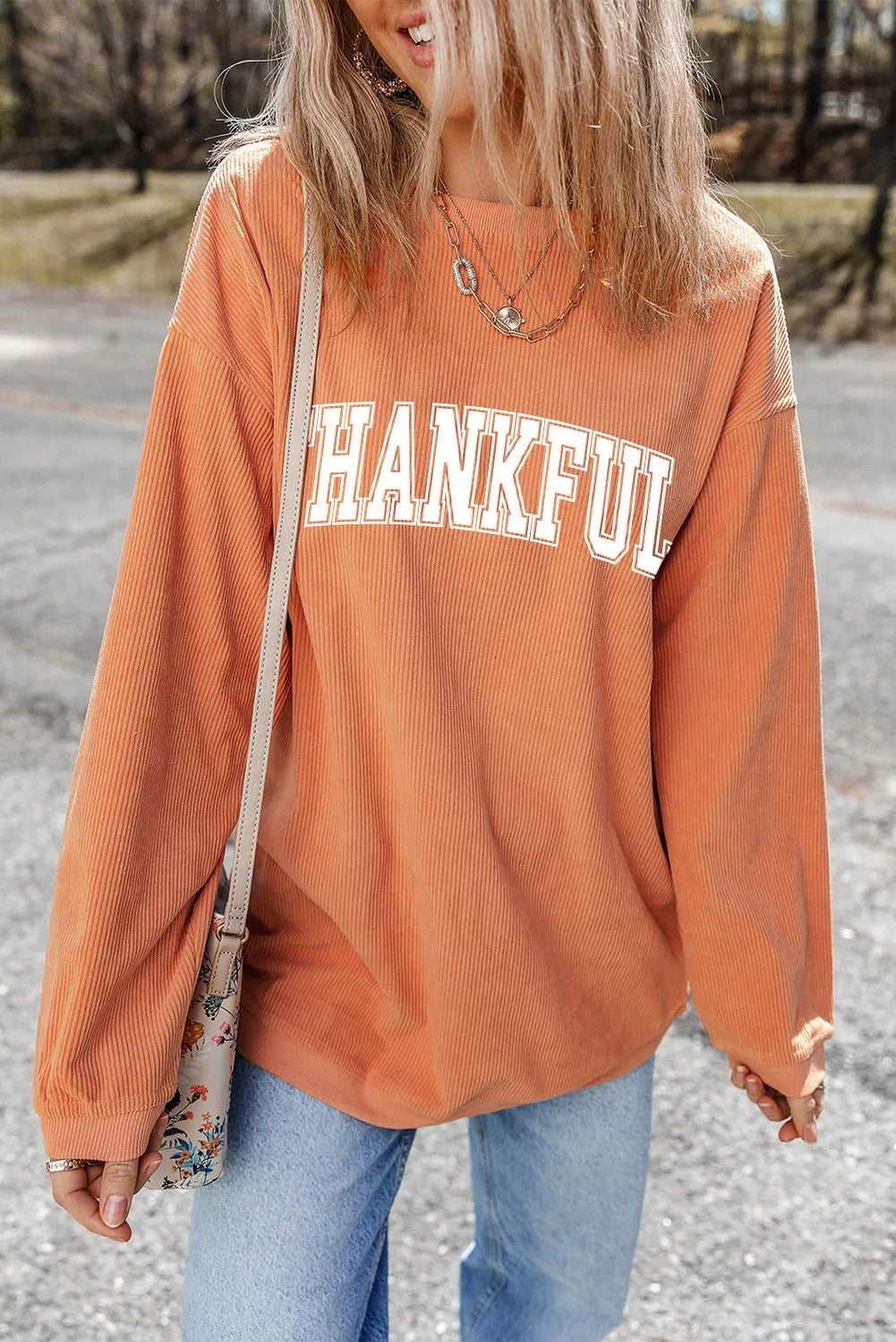 THANKFUL Round Neck Women's Long Sleeve Graphic Sweatshirt - Sydney So Sweet