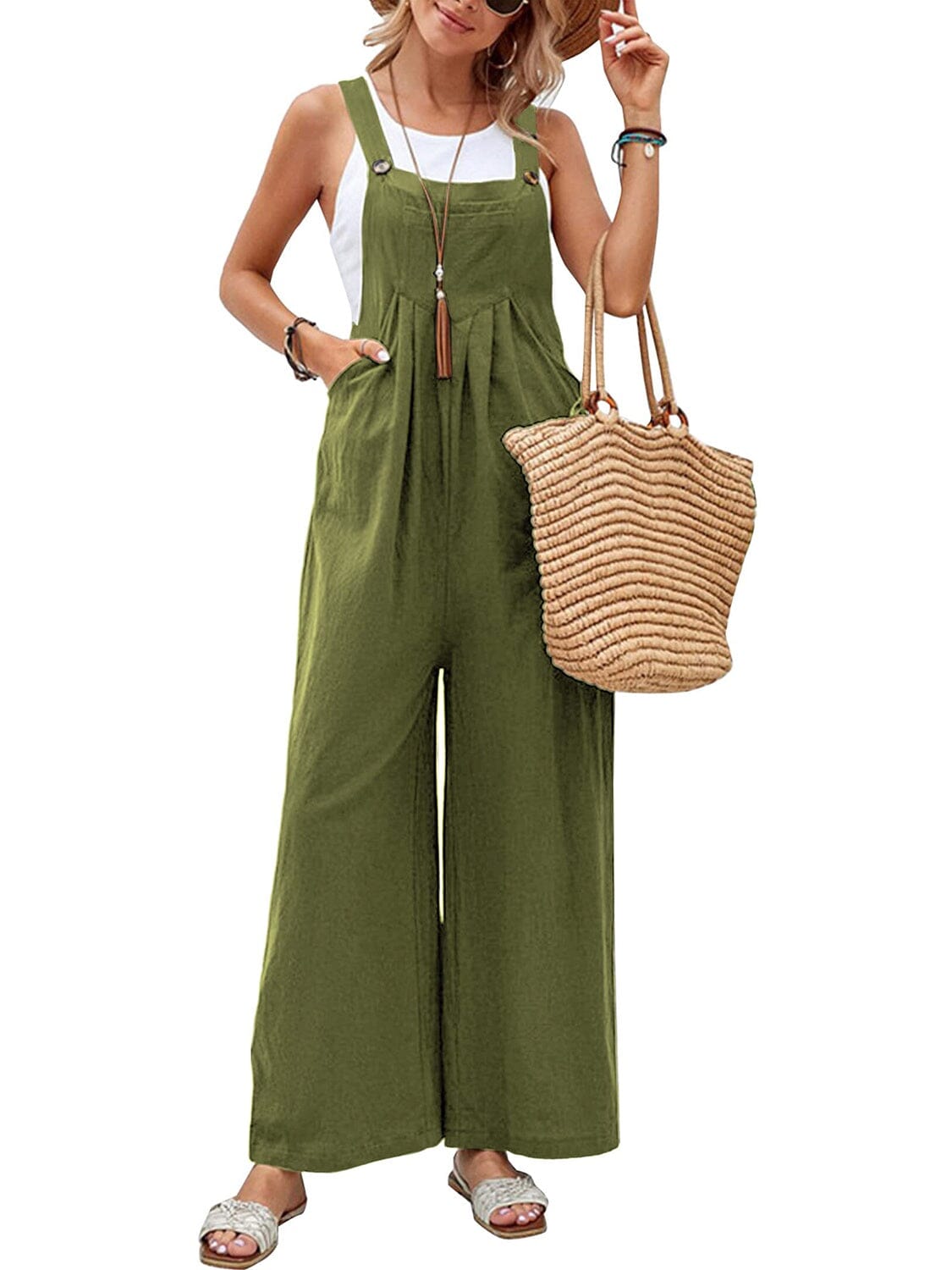 Full Size Square Neck Wide Strap Overalls - Sydney So Sweet