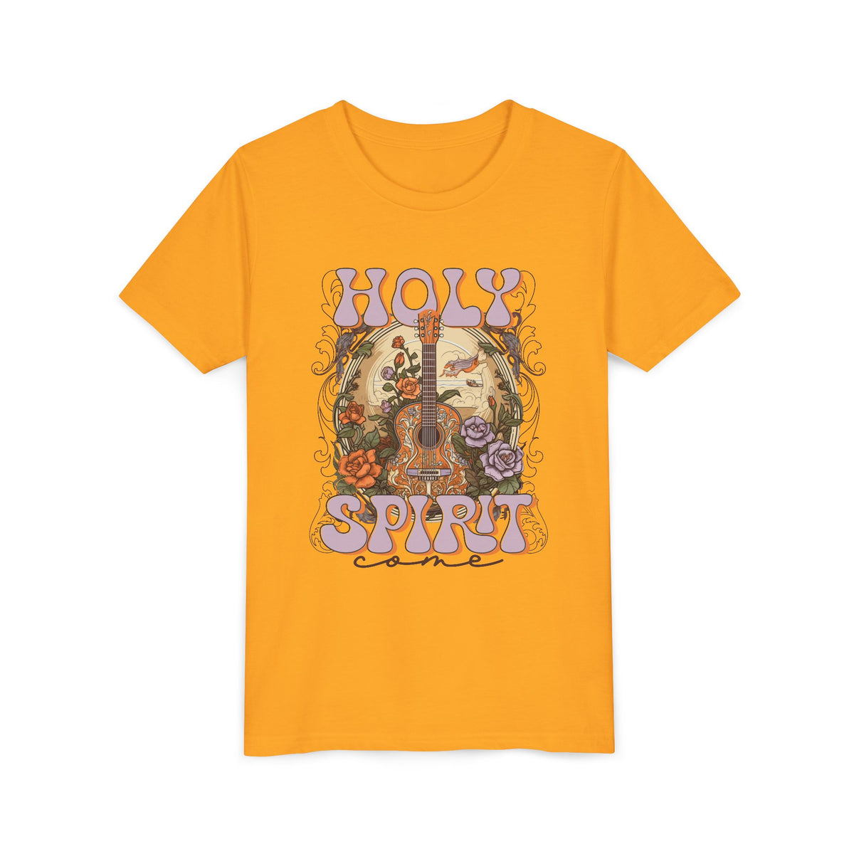 Holy Spirit Come Kids T-Shirt Christian Praise Guitar Graphic Tee